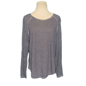Frame pink black linen stripes long sleeves top size M